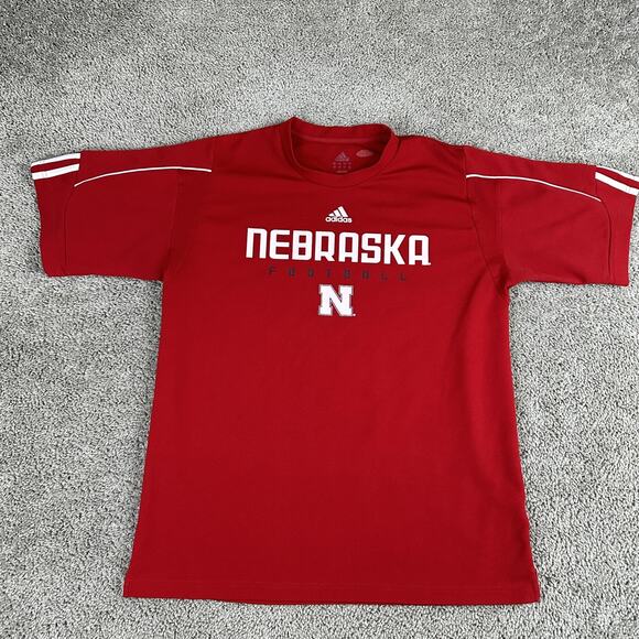Nebraska Cornhuskers Shirt Mens Medium Red NCAA Football Adidas Performance - Picture 1 of 10